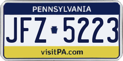 PA license plate JFZ5223