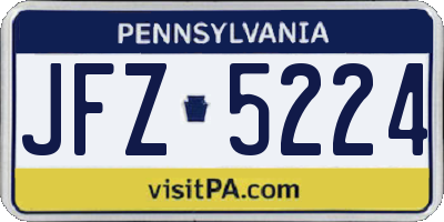 PA license plate JFZ5224