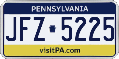 PA license plate JFZ5225