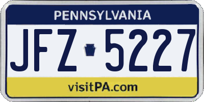 PA license plate JFZ5227