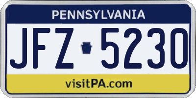 PA license plate JFZ5230