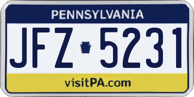 PA license plate JFZ5231