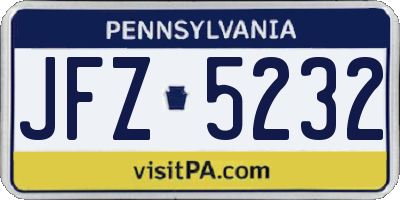 PA license plate JFZ5232