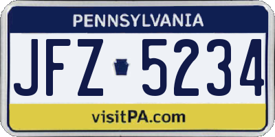 PA license plate JFZ5234