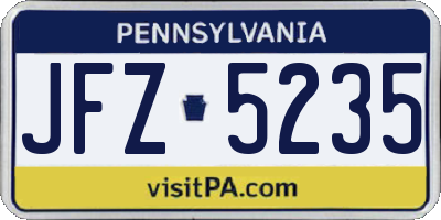 PA license plate JFZ5235