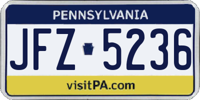 PA license plate JFZ5236