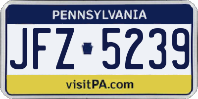 PA license plate JFZ5239