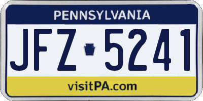 PA license plate JFZ5241