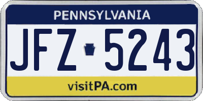 PA license plate JFZ5243