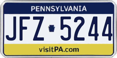 PA license plate JFZ5244