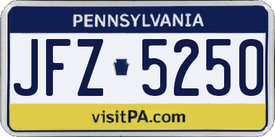 PA license plate JFZ5250