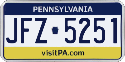 PA license plate JFZ5251
