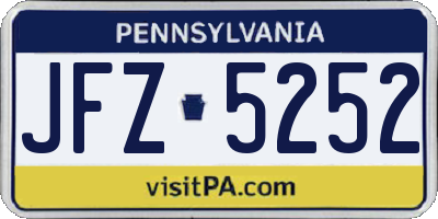 PA license plate JFZ5252