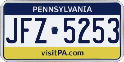 PA license plate JFZ5253