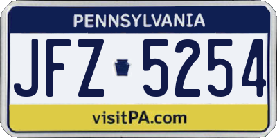 PA license plate JFZ5254