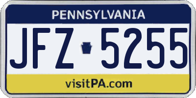 PA license plate JFZ5255