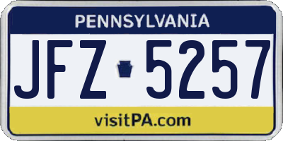 PA license plate JFZ5257
