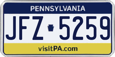 PA license plate JFZ5259