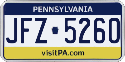 PA license plate JFZ5260
