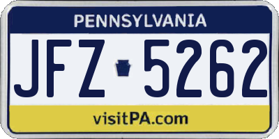 PA license plate JFZ5262