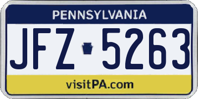 PA license plate JFZ5263