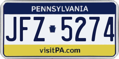 PA license plate JFZ5274