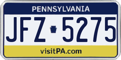 PA license plate JFZ5275