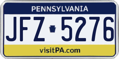 PA license plate JFZ5276