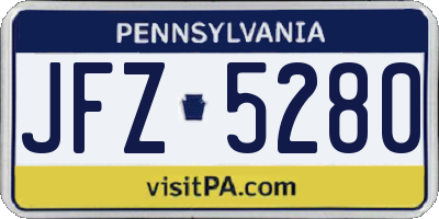 PA license plate JFZ5280
