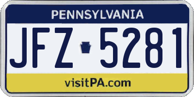 PA license plate JFZ5281