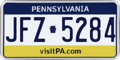 PA license plate JFZ5284