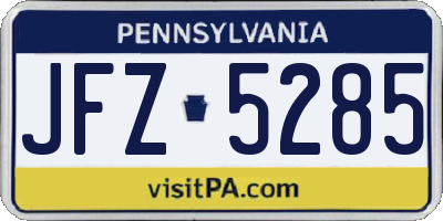 PA license plate JFZ5285