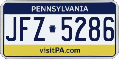 PA license plate JFZ5286