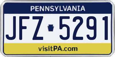 PA license plate JFZ5291