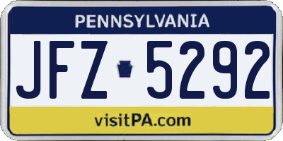 PA license plate JFZ5292