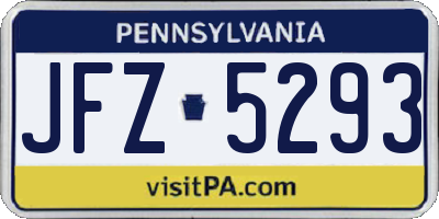 PA license plate JFZ5293