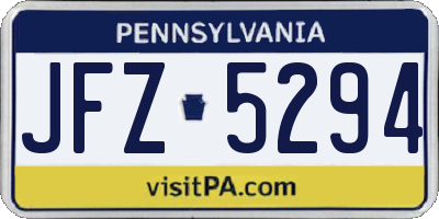 PA license plate JFZ5294
