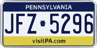 PA license plate JFZ5296