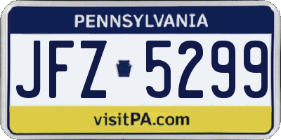 PA license plate JFZ5299
