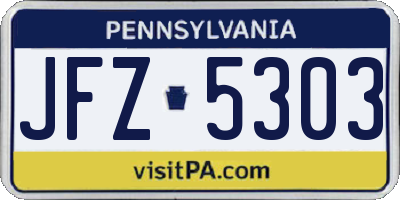 PA license plate JFZ5303