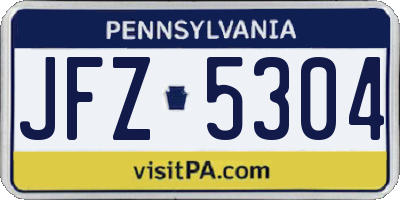 PA license plate JFZ5304