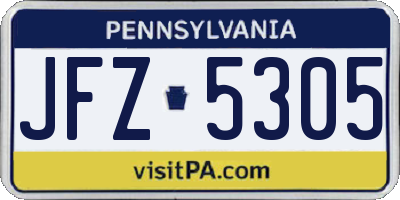 PA license plate JFZ5305