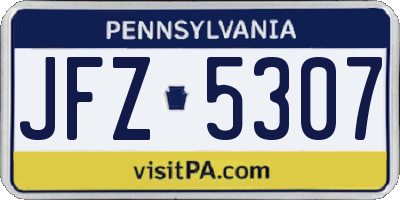 PA license plate JFZ5307