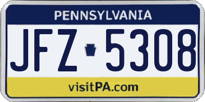 PA license plate JFZ5308