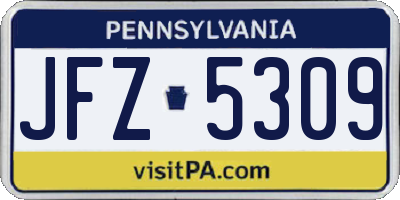 PA license plate JFZ5309