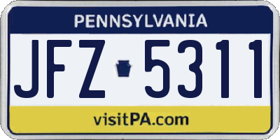 PA license plate JFZ5311