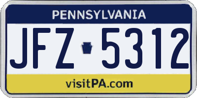 PA license plate JFZ5312