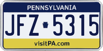 PA license plate JFZ5315