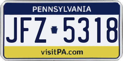 PA license plate JFZ5318