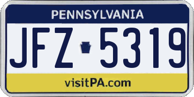 PA license plate JFZ5319
